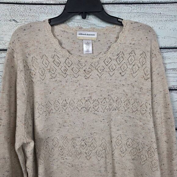 Alfred Dunner Beige Diamond Knit Pullover Sweater Size M - Picture 2 of 5